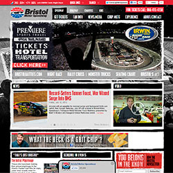 Screenshot of Bristol Motor Speedway Website