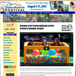 Screenshot of Virginia Highlands Festival Website